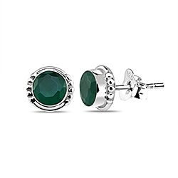 Wholesale 925 Sterling Silver Emerald Green Round Stud Earring