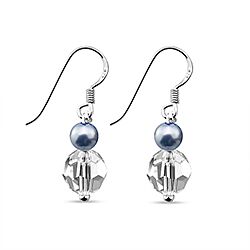 Wholesale 925 Sterling Silver Blue Pearl Crystal Earring
