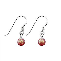 Wholesale 925 Sterling Silver 5mm Salmon Pink Semi Precious Earrings