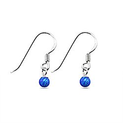 Wholesale 925 Sterling Silver 4mm Marine Blue Semi Precious Earrings