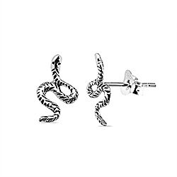 Wholesale Silver Oxidized 7mm Snake Stud Earrings