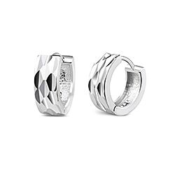 Wholesale Silver Diamond Cut Huggie Hoop Earrings