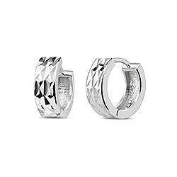 Wholesale Silver Modern Diamond Cut Hoop Earrings