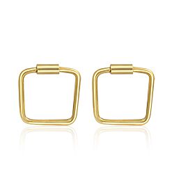 Wholesale 925 Sterling Silver 14k Gold Platted Square Plain Hoop Earrings