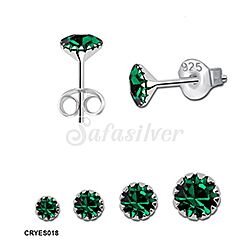 Wholesale Silver Sterling 925 Claw Type Emerald Birthstone Stud Earrings