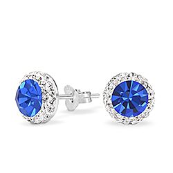  Wholesale925 Silver Sapphire Crystal Halo Stud Earrings