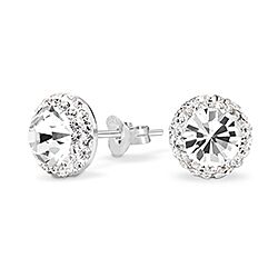 Wholesale 925 Silver Crystal White Halo Stud Earrings