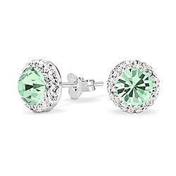 Wholesale 925 Silver Chrysolite Crystal Halo Stud Earrings