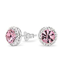 Wholesale 925 Silver Light Rose Crystal Halo Stud Earrings.