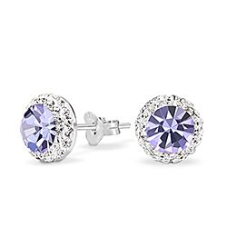 Wholesale 925 Silver Violet Crystal Halo Stud Earrings