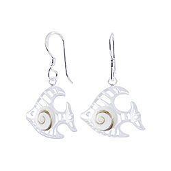 Wholesale 925 Sterling Silver Fish Shiva Eye Earrings 