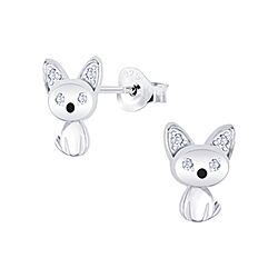 wholesale 925 sterling Silver Baby Cat Cubic Zirconia Crystal Stud Earrings 