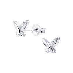 wholesale 925 sterling Silver Butterfly Cubic Zirconia Stud Earrings
