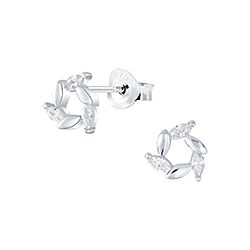 wholesale 925 sterling Silver Flower Cubic Zirconia Stud Earrings