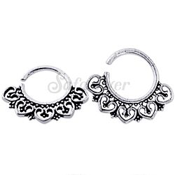 Filigree Style Hearts Oxidized Silver Nose piercing Septum