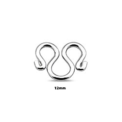 Wholesale 925 Sterling Silver 12mm M or W Hook Clasp Finding