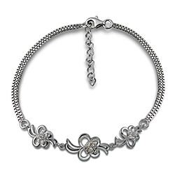 Wholesale 925 Sterling Silver Flower Cubic Zirconia Bracelet