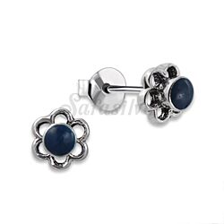 Wholesale 925 Silver Flower Enamel Painted Oxidized Stud Earrings