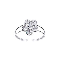 Wholesale 925 Sterling Silver Flower With Crystals Toe Ring
