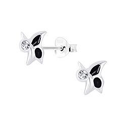 Wholesale 925 Sterling Silver Flying Butterfly Kids Stud Earrings   