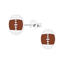 Wholesale 925 Sterling Silver Football Enamel  Kids Stud Earrings   