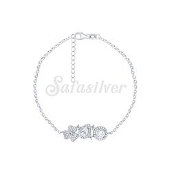 Wholesale 925 Sterling Silver Four Clover Leaf Cubic Zirconia Bracelet