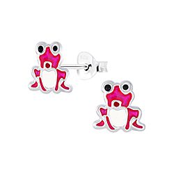 Wholesale 925 Sterling Silver Pink Frog Kids Stud Earrings   