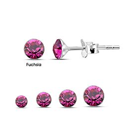 wholesale 925 Sterling Silver Fuchsia birthstone stud earrings