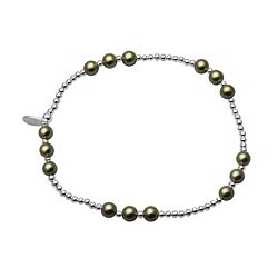 Olive Green Pearl Beaded Elastic Bracelet