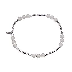 Silver Elastic Bracelet with Quartz Beads