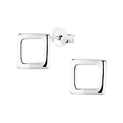 Geometric Square Stud Earrings Silver