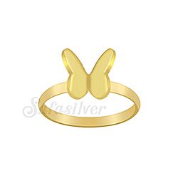 Wholesale 925 Sterling Silver Gold Plated Butterfly Plain Ring