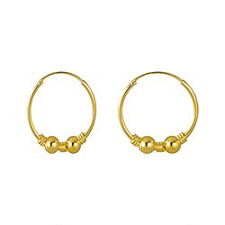 Wholesale 925 Sterling Silver Gold Plated Bali Hoop Earrings