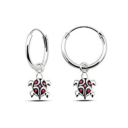 Wholesale Silver Pink Hand Painted Tortoise Charm Hoop