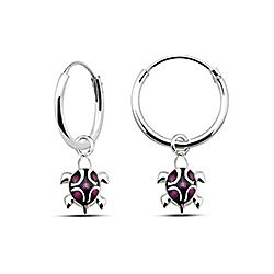Wholesale Silver Purple Enamel Painted Tortoise Charm Hoop