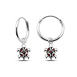 Wholesale Silver Red Enamel Painted Tortoise Charm Hoop