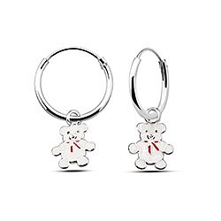 Wholesale Silver White Enamel Teddy Kids Charm Hoops