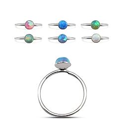 Wholesale 925 Silver Round Opal Nose Hoop