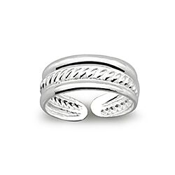 Wholesale Silver Wide Twisted Adjustable Toe Ring