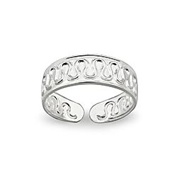 Wholesale Silver Wave Adjustable Plain Toe Ring