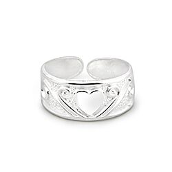 Wholesale Silver Heart Texture Adjustable Toe Ring
