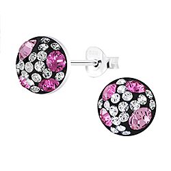 Wholesale 925 Silver Violet, White Crystals Stud Earrings