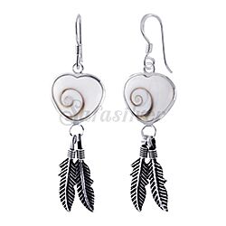 Wholesale 925 Sterling Silver Hanging Heart Dream Capture  Shiva Eye Earrings