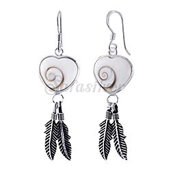 Wholesale 925 Sterling Silver Hanging Heart Dream Capture  Shiva Eye Earrings
