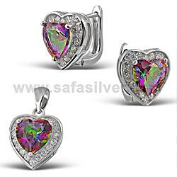 Wholesale 925 Sterling Silver Mystic Topaz Semi-Precious Jewelry Set