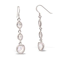 Wholesale 925 Sterling Silver Double Design Fish Hook Cubic Zirconia Earrings