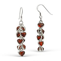 Wholesale 925 Sterling Silver Heart Garnet Cubic Zirconia Earrings