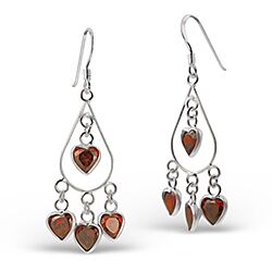 Wholesale 925 Sterling Silver Triple Heart Hanging Cubic Zirconia Earrings