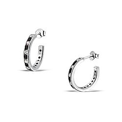 Wholesale 925 Sterling Silver C Hoop Fancy cubic zirconia stud earrings