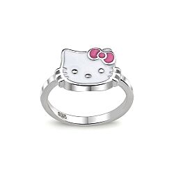 Wholesale Silver Enamel Kitty Kids Ring